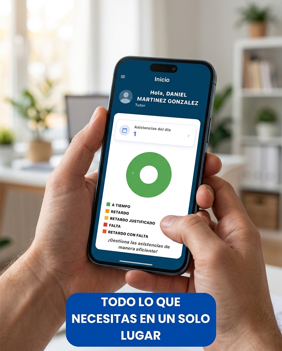 Teléfono con la aplicación de asistencia de MiEscuelaPlus